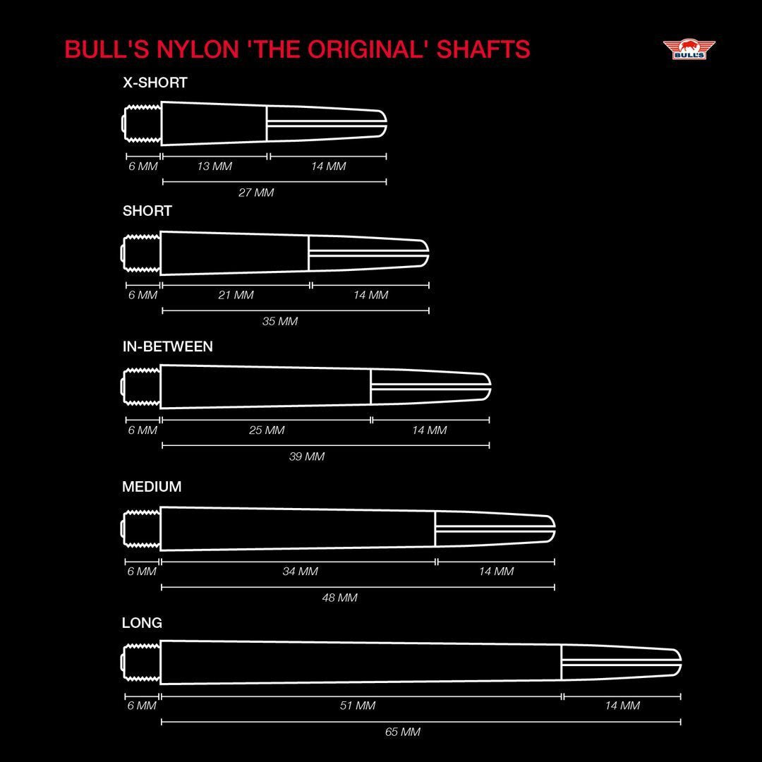 Bull's Nylon 5-pack Shafts 65 mm Schwarz | Weiß