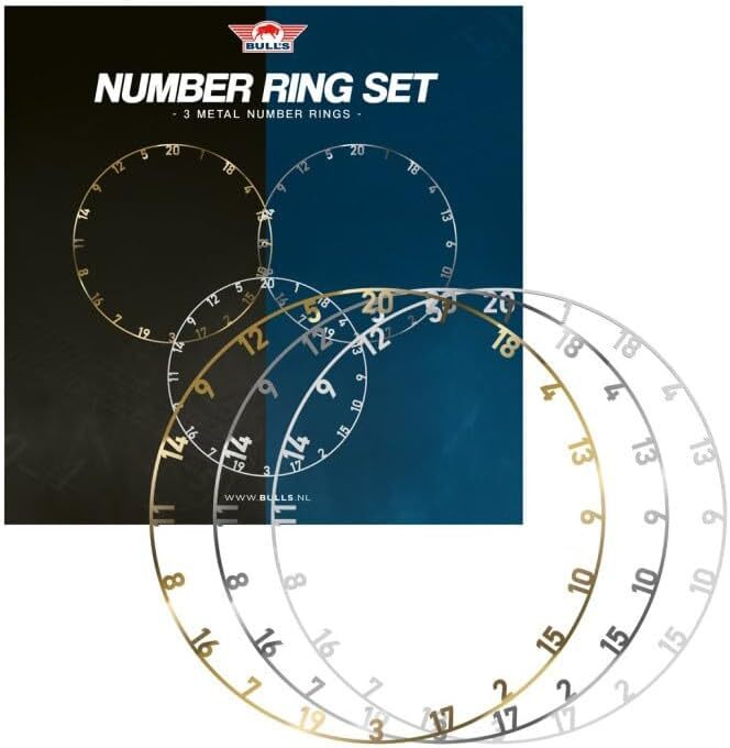 Bull's Metal Number Ring Set 3-teilig - Silber, Weiß und Gold