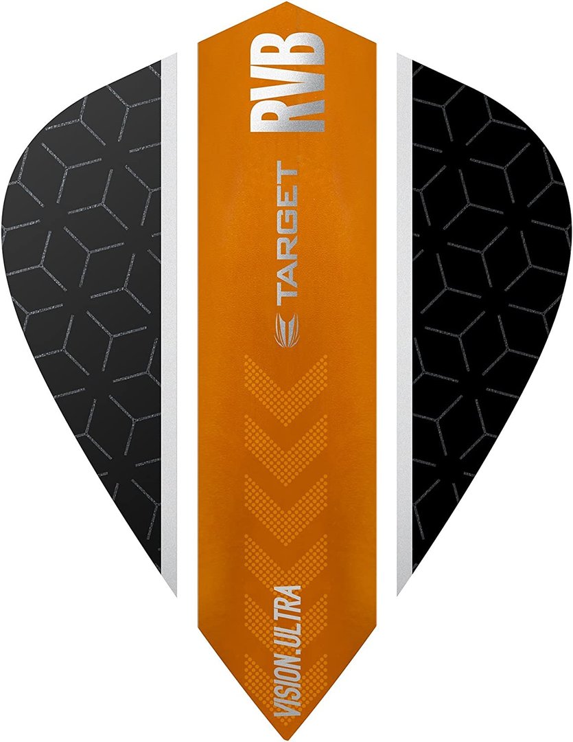 Target Pro 100 Vision Ultra RvB Stripe Flights Schwarz-Orange (Kite)
