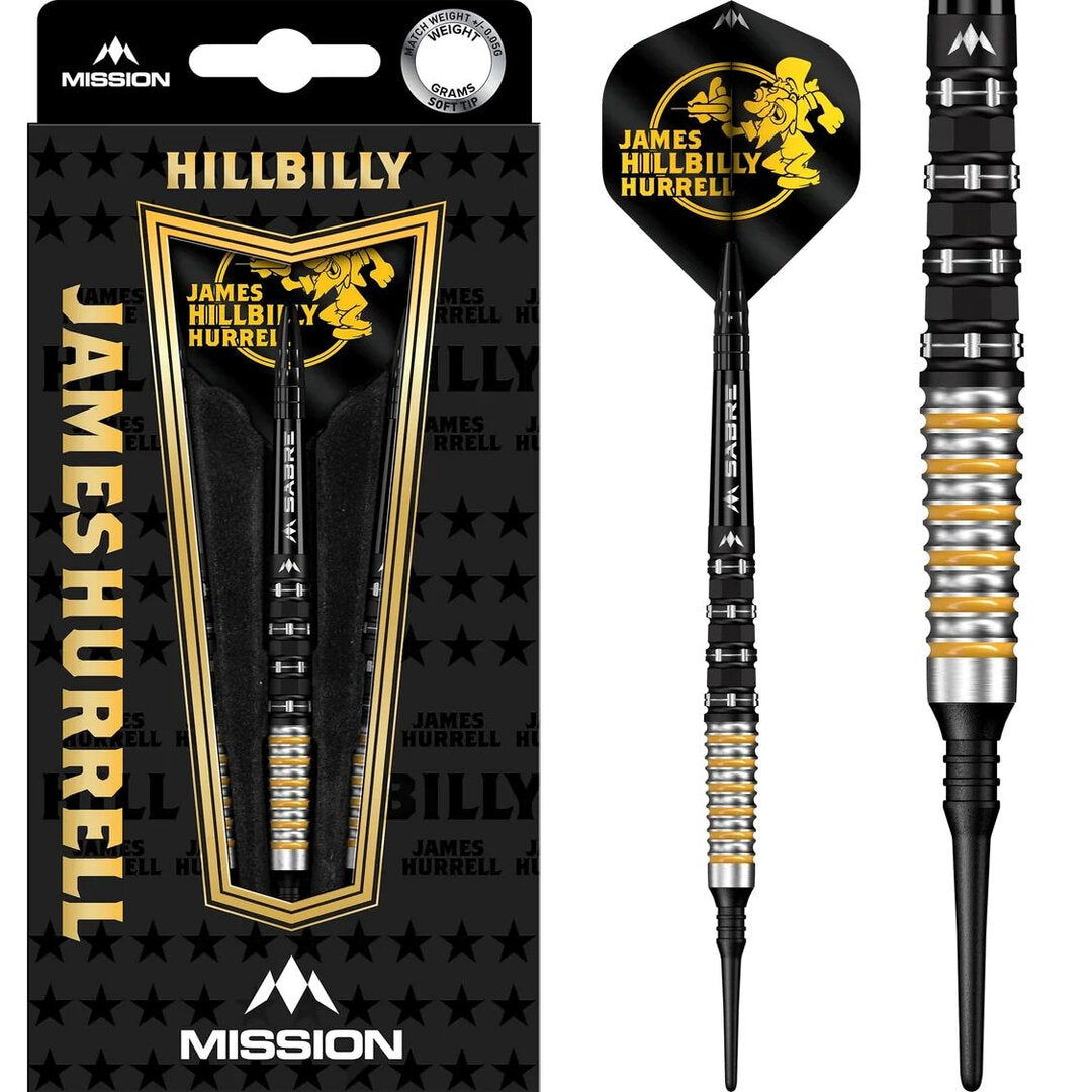 Mission James Hurrell V2 - Black PVD & Yellow Softdarts