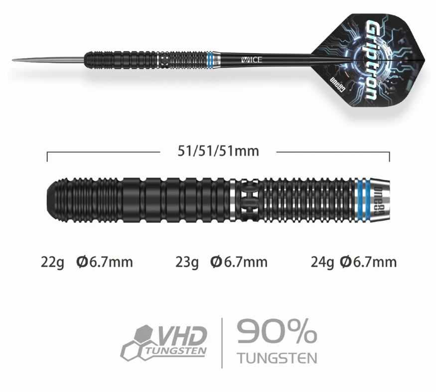 One80 Griptron GT4 Steeldarts 22g | 23g | 24g