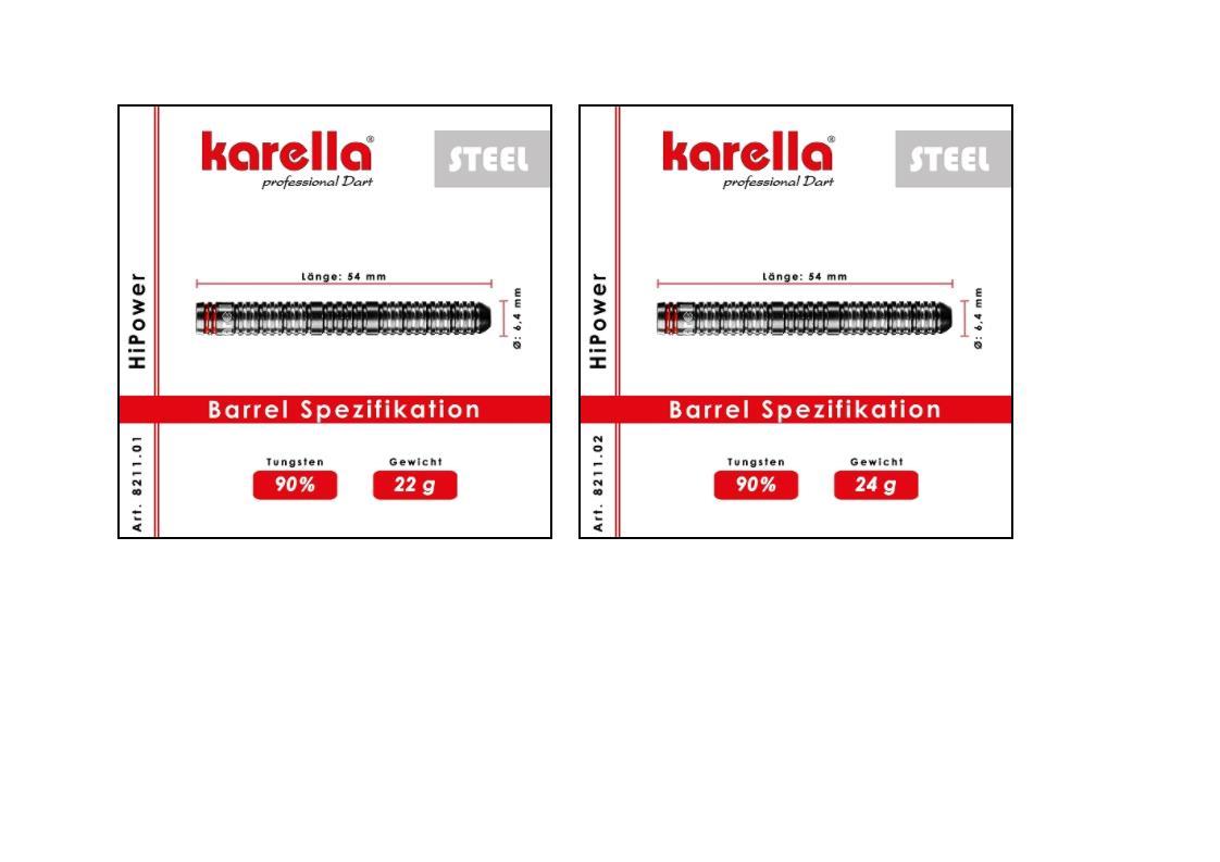 Steeldart Karella HiPower schwarz, 90% Tungsten, 22g oder 24g