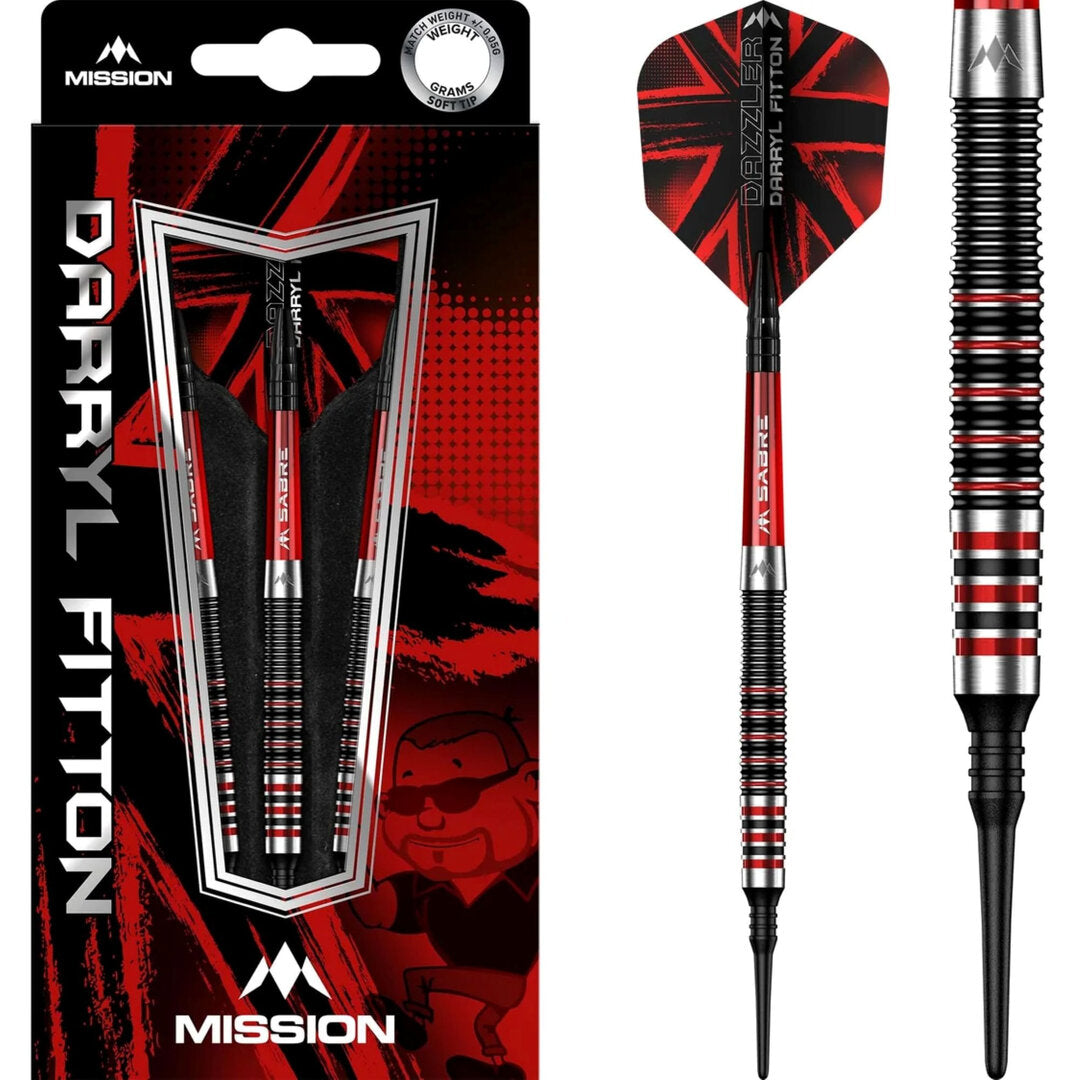 Mission - Darryl Fitton 18 g - Electro Black & Red - The Dazzler - Softdarts